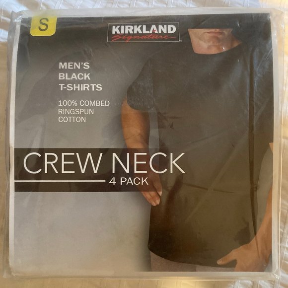 Costco Kirkland Men's Crew Neck Black Shirt 4 Pack - Picture 1 of 2